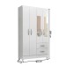 Guarda-Roupa Solteiro Fortaleza 4 Portas 2 Gavetas com Espelho Branco Brilho - Atualle Móveis