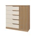 Cômoda Paris New 1 Porta 5 Gavetas Ripado 3d Natura/Off White - Atualle Móveis