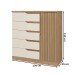 Cômoda Paris New 1 Porta 5 Gavetas Ripado 3d Natura/Off White - Atualle Móveis