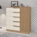 Cômoda Paris New 1 Porta 5 Gavetas Ripado 3d Natura/Off White - Atualle Móveis