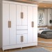 Guarda-Roupa Solteiro Leal 8 Portas 2 Gavetas Branco - Panorama Móveis