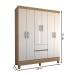Guarda-Roupa Casal Sena 6 Portas 2 Gavetas Amêndola Touch/Off White - Panorama Móveis