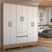 Guarda-Roupa Casal Sena 6 Portas 2 Gavetas Amêndola Touch/Off White - Panorama Móveis