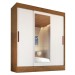 Guarda-Roupa Solteiro Marselha 3 Portas 2 Gavetas com Espelho Off White/Nogueira - Doripel Móveis