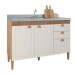 Balcão de Cozinha para Pia Viena 3 Portas 2 Gavetas Natura/Off White - Atualle Móveis