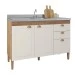 Balcão de Cozinha para Pia Viena 3 Portas 2 Gavetas Natura/Off White - Atualle Móveis