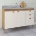 Balcão de Cozinha para Pia Viena 3 Portas 2 Gavetas Natura/Off White - Atualle Móveis