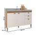 Balcão de Cozinha para Pia Viena 3 Portas 2 Gavetas Natura/Off White - Atualle Móveis