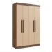 Guarda-Roupa Solteiro New Recife 4 Portas 2 Gavetas Off White/Nogueira - Doripel