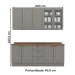 Cozinha Completa Americana 9 Portas 3 Gavetas com Vidro 100% Mdf Cinza - Henn
