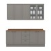 Cozinha Completa Americana 9 Portas 3 Gavetas com Vidro 100% Mdf Cinza - Henn