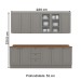 Cozinha Completa Americana 11 Portas 3 Gavetas com Vidro 100% Mdf Cinza - Henn