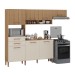 Cozinha Completa Fortaleza 7 Portas 2 Gavetas Ripado 3d Rústico/Natura/Off White - Atualle Móveis