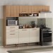 Cozinha Completa Fortaleza 7 Portas 2 Gavetas Ripado 3d Rústico/Natura/Off White - Atualle Móveis