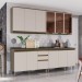 Cozinha Compacta Reflecta 12 Portas 2 Gavetas com Vidro 100% Mdf Duna/Cristal - Henn