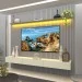 Painel para TV Até 85 Polegadas Nobre 3 Gavetas Ripado 100% Mdf Cinza/Off White - Gelius