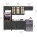 Cozinha Completa Firenze 12 Portas 2 Gavetas com Vidro 6171.132 Chumbo - Indekes