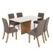 Mesa de Jantar 6 Lugares Vértice/Vita com Vidro Nature/Off White/Bege - Henn