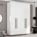 Guarda-Roupa Solteiro Coimbra 4 Portas 3 Gavetas Branco - Politorno