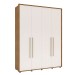 Guarda-Roupa Solteiro Coimbra 4 Portas 3 Gavetas Freijo/Off White - Politorno