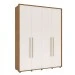 Guarda-Roupa Solteiro Coimbra 4 Portas 3 Gavetas Freijo/Off White - Politorno