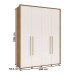 Guarda-Roupa Solteiro Coimbra 4 Portas 3 Gavetas Freijo/Off White - Politorno