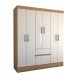 Guarda-Roupa Casal Sena Slim 6 Portas 2 Gavetas Amêndola Touch/Off White - Panorama Móveis