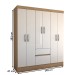 Guarda-Roupa Casal Sena Slim 6 Portas 2 Gavetas Amêndola Touch/Off White - Panorama Móveis