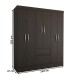 Guarda-Roupa Casal Sena Slim 6 Portas 2 Gavetas ébano - Panorama Móveis