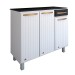Balcão de Cozinha em Aço Steel com Tampo 3 Portas 1 Gaveta Branco/Preto - Panorama Móveis