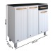 Balcão de Cozinha em Aço Steel com Tampo 3 Portas 1 Gaveta Branco/Preto - Panorama Móveis