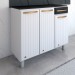 Balcão de Cozinha em Aço Steel com Tampo 3 Portas 1 Gaveta Branco/Preto - Panorama Móveis
