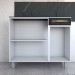 Balcão de Cozinha em Aço Steel com Tampo 3 Portas 1 Gaveta Branco/Preto - Panorama Móveis