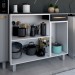 Balcão de Cozinha em Aço Steel com Tampo 3 Portas 1 Gaveta Branco/Preto - Panorama Móveis