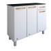 Armário de Cozinha em Aço Steel com Tampo 3 Portas 1 Gaveta Branco - Panorama Móveis