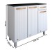 Armário de Cozinha em Aço Steel com Tampo 3 Portas 1 Gaveta Branco - Panorama Móveis