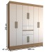 Guarda-Roupa Solteiro Leal Slim 8 Portas 2 Gavetas Amêndola Touch/Off White - Panorama Móveis