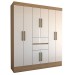 Guarda-Roupa Solteiro Leal Slim 8 Portas 2 Gavetas Amêndola Touch/Off White - Panorama Móveis
