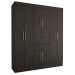Guarda-Roupa Solteiro Leal Slim 8 Portas 2 Gavetas ébano Touch - Panorama Móveis