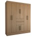 Guarda-Roupa Solteiro Leal Slim 8 Portas 2 Gavetas Amêndola Touch - Panorama Móveis