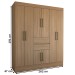 Guarda-Roupa Solteiro Leal Slim 8 Portas 2 Gavetas Amêndola Touch - Panorama Móveis
