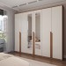 Guarda-Roupa Casal Calábria Slim 6 Portas 6 Gavetas Espelho Nature/Off White - Panorama Móveis