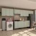 Cozinha Completa Iluminata 12 Portas 3 Gavetas 100% Mdf Mint/ébano - Genialflex