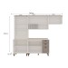 Cozinha Completa Iluminata 8 Portas 3 Gavetas 100% Mdf com Vidro Branco/Fendi/Mineral - Genialflex