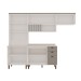 Cozinha Completa Iluminata 8 Portas 3 Gavetas 100% Mdf com Vidro Branco/Fendi/Mineral - Genialflex