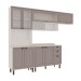 Cozinha Completa Iluminata 8 Portas 3 Gavetas 100% Mdf com Vidro Branco/Fendi/Mineral - Genialflex