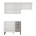 Cozinha Compacta Iluminata Flora 6 Portas 3 Gavetas Branco/Fendi/Mineral - Genialflex