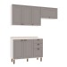 Cozinha Compacta Iluminata Flora 6 Portas 3 Gavetas Branco/Fendi/Mineral - Genialflex