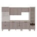 Cozinha Completa Iluminata Ayla 10 Portas 3 Gavetas 100% Mdf com Vidro Branco/Fendi/Mineral - Genialflex
