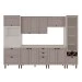 Cozinha Completa Iluminata Ayla 10 Portas 3 Gavetas 100% Mdf com Vidro Branco/Fendi/Mineral - Genialflex